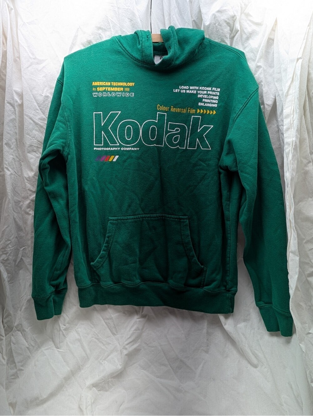 Kodak Photography Graphic Hoodie Adult Size s Green Retro Sweatshirt Y2K Style